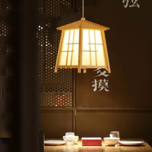 Đèn thả gỗ hình nhà style nhật bản hiện đại trang trí nhà hàng, resort DAT-20