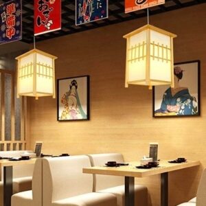 Đèn thả gỗ đơn hiện đại có thiết kế in logo theo yêu cầu trang trí nhà hàng, resort DAT-22