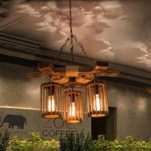 Đèn chùm thả gỗ RUSTIC trang trí nhà hàng, cafe, quán bar RTC-15