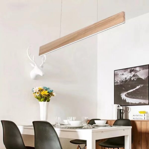 Đèn thả gỗ ngang đèn LED trang trí bàn ăn hiện đại TAG 39