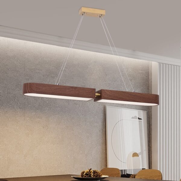 Đèn thả gỗ ngang đèn LED nâu gỗ trang trí bàn ăn hiện đại TAG 42