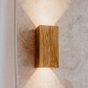 Đèn tường gỗ hình hộp hắt sáng 2 đầu trang trí hiện đại WAG-25