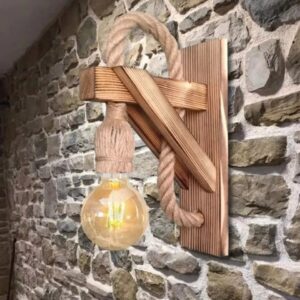 Đèn tường gỗ kết hợp dây thừng hiện đại trang trí nhà hàng, cafe DTG-43