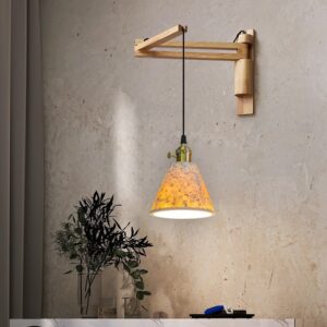 Đèn tường gỗ kết hợp đá mài trang trí quán cafe rustic hiện đại WAG-61-23