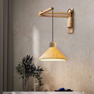 Đèn tường gỗ kết hợp đá mài trang trí quán cafe vintage hiện đại WAG-62-23