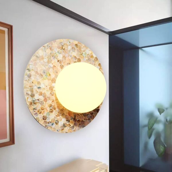 Đèn gắn tường đá mài mộc khảm trai hiện đại SUN-LG