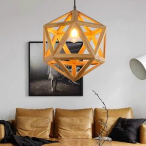 Đèn thả gỗ kiểu dáng tam giác đan xen phong cách hiện đại trang trí quán cafe, spa DAG-56