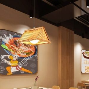 Đèn thả gỗ hình mái phong cách hiện đại trang trí quán cafe, spa DAG-59-1