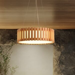 Đèn thả gỗ vòng tròn phong cách hiện đại trang trí quán cafe, spa DAG-60