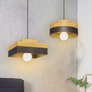 Đèn thả đá mài đui gỗ phong cách hiện đại KAMI-D