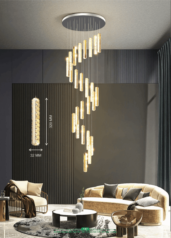 Đèn chùm thông tầng pha lê thanh dài TPL-88042