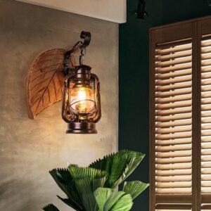 Đèn tường gỗ hình chiếc lá phong cách Rustic WRT-14