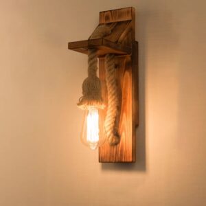 Đèn tường gỗ kết hợp dây thừng trang trí hiện đại WRT-28