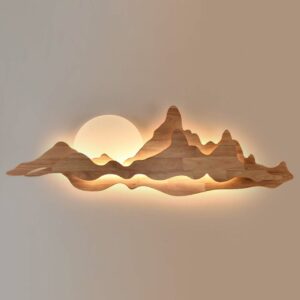 Đèn tường gỗ đèn led hình mặt trăng sau đồi núi TCT-01