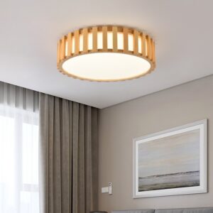 Đèn ốp trần gỗ tròn trang trí hiện đại MAG-02