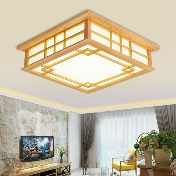 Đèn ốp trần gỗ vuông trang trí hiện đại MAG-06V
