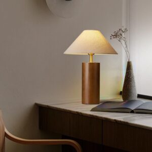 Đèn bàn gỗ chao vải trang trí hiện đại kiểu dáng vintage BVG-14