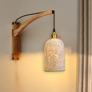 Đèn tường gỗ kết hợp đá mài trang trí quán cafe vintage hiện đại WAG-73