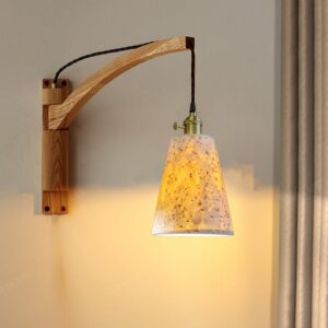 Đèn tường gỗ kết hợp đá mài trang trí quán cafe vintage hiện đại WAG-75
