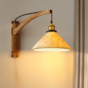 Đèn tường gỗ kết hợp đá mài trang trí quán cafe vintage hiện đại WAG-77