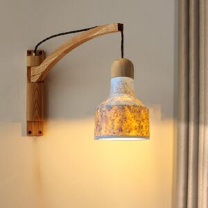 Đèn tường gỗ kết hợp đá mài trang trí quán cafe vintage hiện đại WAG-78