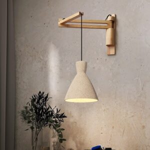 Đèn tường gỗ kết hợp đá mài trang trí quán cafe vintage hiện đại WAG-65-23