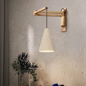 Đèn tường gỗ kết hợp đá mài trang trí quán cafe vintage hiện đại WAG-66-23