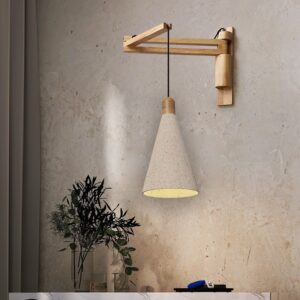 Đèn tường gỗ kết hợp đá mài trang trí quán cafe vintage hiện đại WAG-67