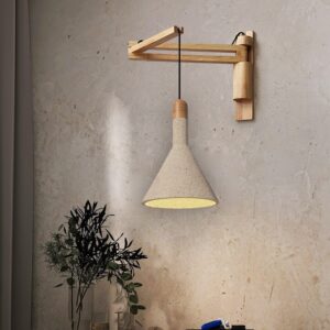 Đèn tường gỗ kết hợp đá mài trang trí quán cafe vintage hiện đại WAG-68