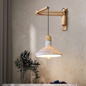 Đèn tường gỗ kết hợp đá mài trang trí quán cafe vintage hiện đại WAG-69