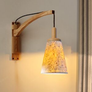 Đèn tường gỗ kết hợp đá mài trang trí quán cafe vintage hiện đại WAG-72