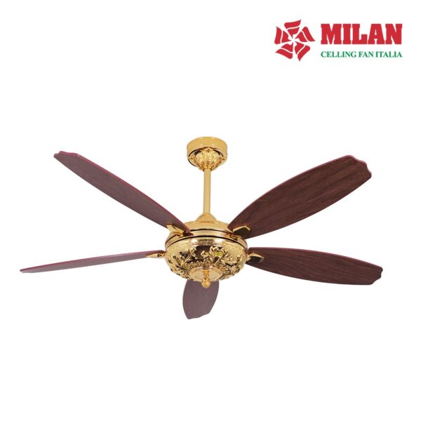 Quạt trần đèn 5 cánh mạ vàng cổ điển trang trí sang trọng MILAN FY966 (không đèn) - Mạ Vàng 9999