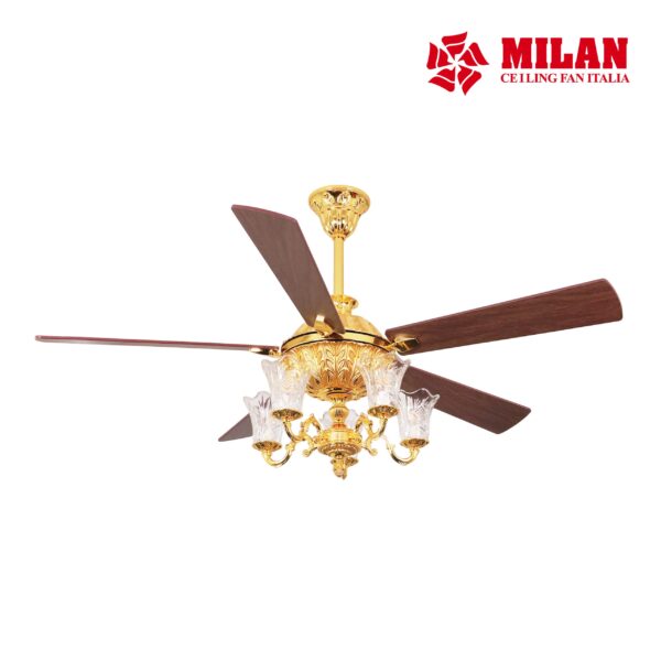 Quạt trần 5 cánh vàng 24k cổ điển trang trí sang trọng MILAN FY962