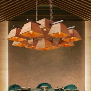 Đèn chùm thả gỗ phong cách rustic độc đáo hiện đại RTC-42