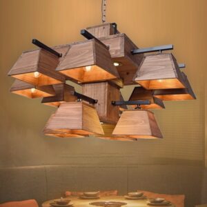 Đèn chùm thả gỗ phong cách rustic độc đáo hiện đại RTC-43