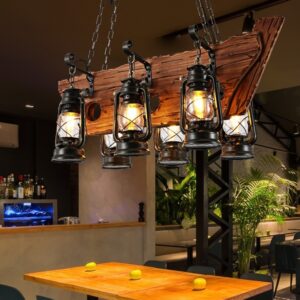 Đèn chùm thả gỗ phong cách rustic RTC-47