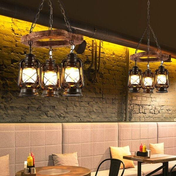 Đèn chùm thả gỗ phong cách rustic RTC-48