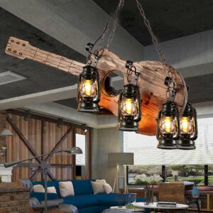 Đèn chùm thả gỗ guitar phong cách rustic RTC-50