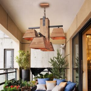 Đèn chùm thả gỗ phong cách rustic RTC-33