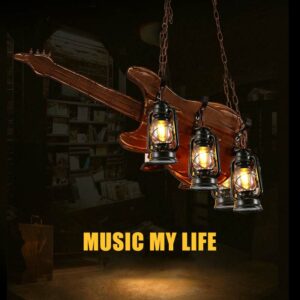 Đèn chùm thả gỗ guitar phong cách rustic RTC-51