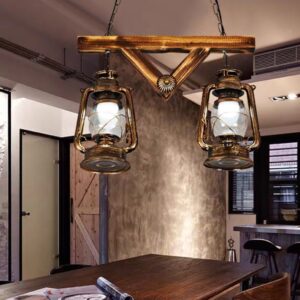 Đèn chùm thả gỗ guitar phong cách rustic RTC-52