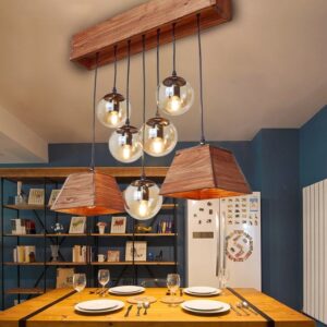 Đèn chùm thả gỗ phong cách rustic RTC-34