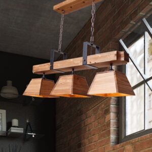 Đèn chùm thả gỗ phong cách rustic RTC-35