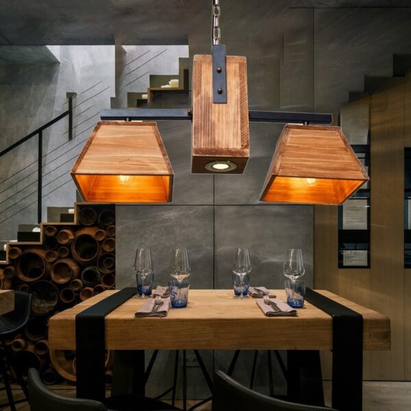 Đèn chùm thả gỗ phong cách rustic RTC-37