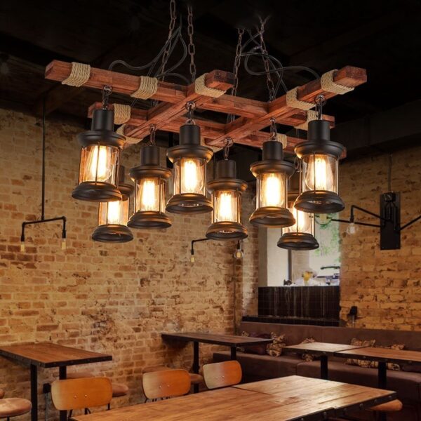 Đèn chùm gỗ RUSTIC trang trí nhà hàng, quán bar RTC-66
