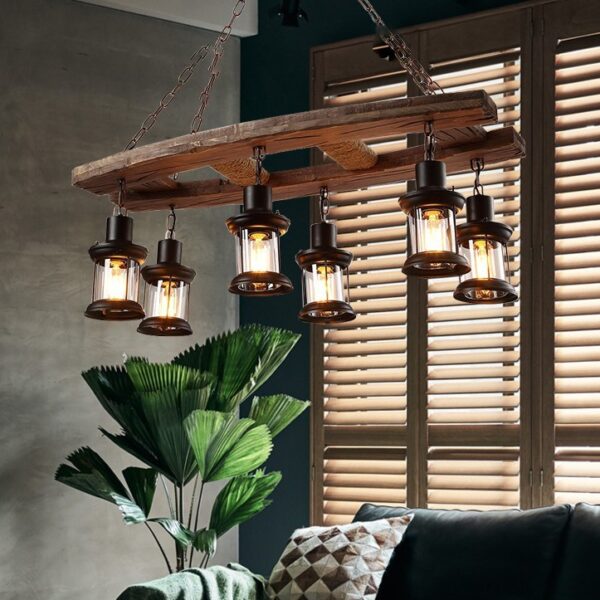 Đèn chùm gỗ RUSTIC trang trí nhà hàng, quán bar RTC-68