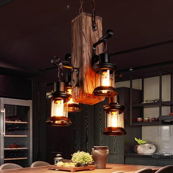 Đèn chùm gỗ RUSTIC trang trí nhà hàng, quán bar RTC-69