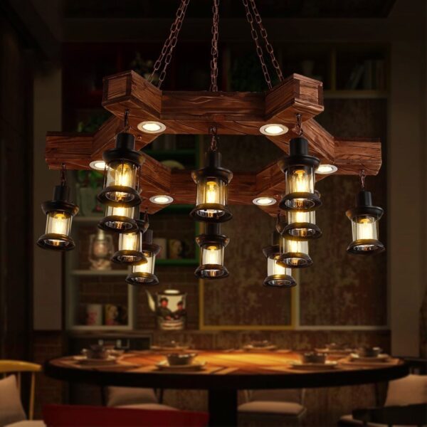 Đèn chùm gỗ RUSTIC trang trí nhà hàng, quán bar RTC-70