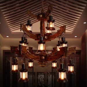 Đèn chùm gỗ RUSTIC trang trí nhà hàng, quán bar RTC-71