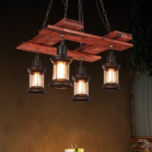 Đèn chùm gỗ RUSTIC trang trí nhà hàng, quán bar RTC-74